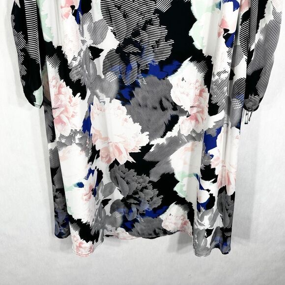 Worthington Plus Size 20W Dress Floral Chiffon Lined Keyhole Shift Knee 182 - Picture 4 of 7